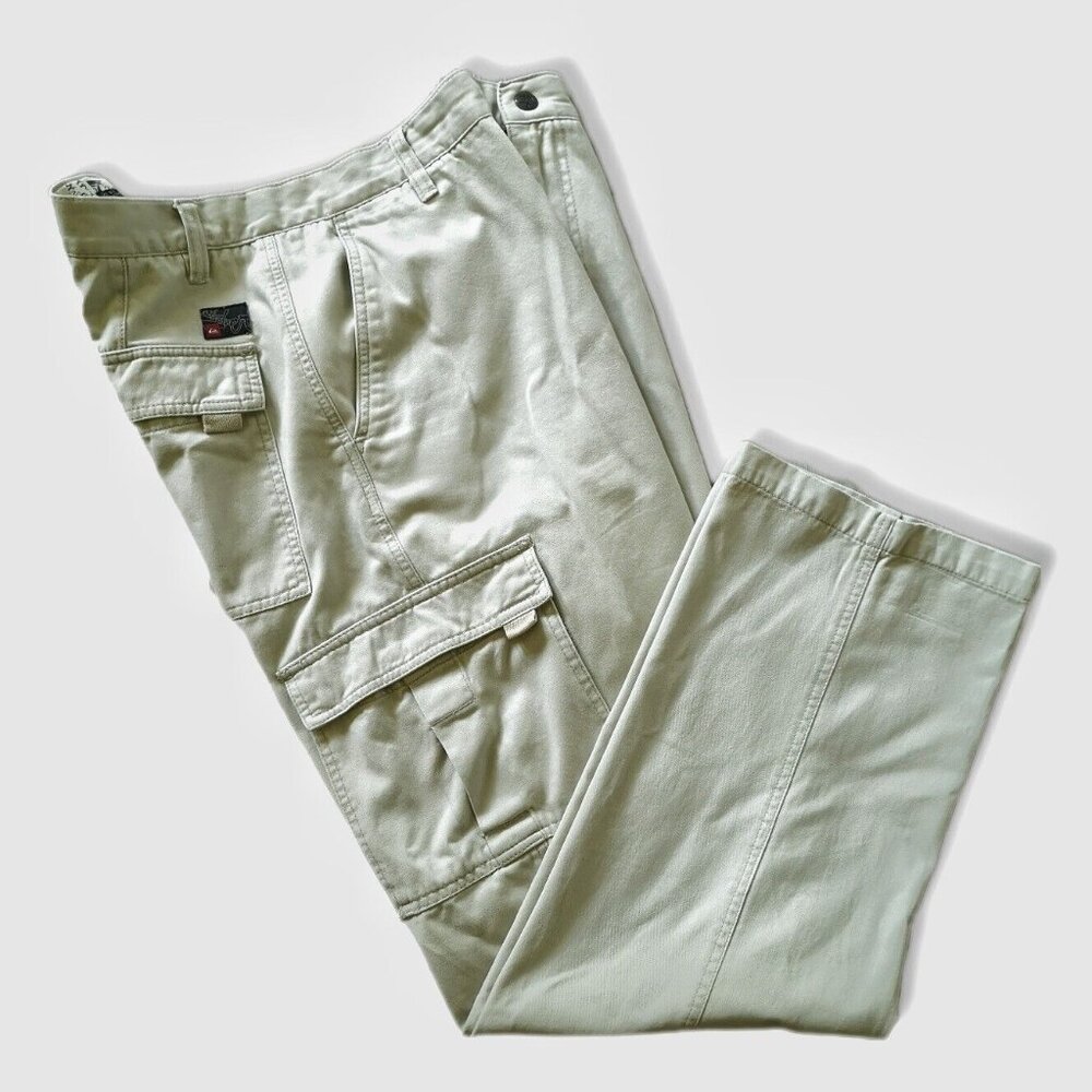 VTG 90s Y2K Quiksilver Baggy Cargo Pants Carpenter Rave Cyber Grunge Skate 34x30